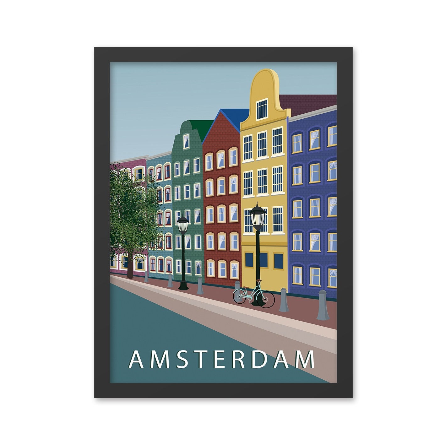 Quadro Decorativo Moldurado Amsterdam 4, Multicolor, 35 x 45 cm, MDF, Impressão UV, Moldura em Poliestireno 2 cm