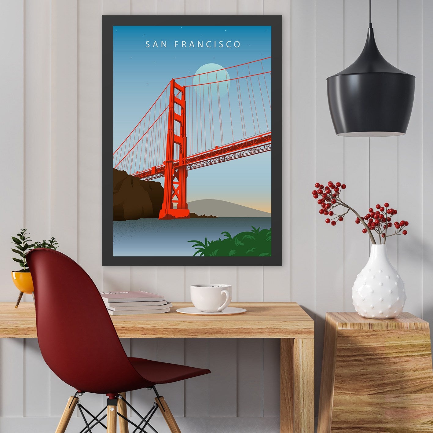 Quadro Decorativo Moldurado San Francisco 2 (40 x 55 cm) Multicolorido em MDF – Impressão UV