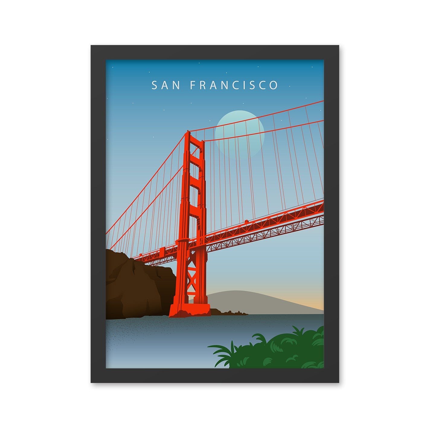 Quadro Decorativo Moldurado San Francisco 2 (40 x 55 cm) Multicolorido em MDF – Impressão UV