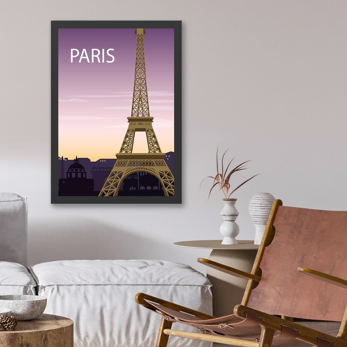 Quadro Decorativo em MDF “Paris 6” 55x75 cm, Multicolor, Moldura Poliestireno 2 cm, Impressão UV, Pronto a Pendurar