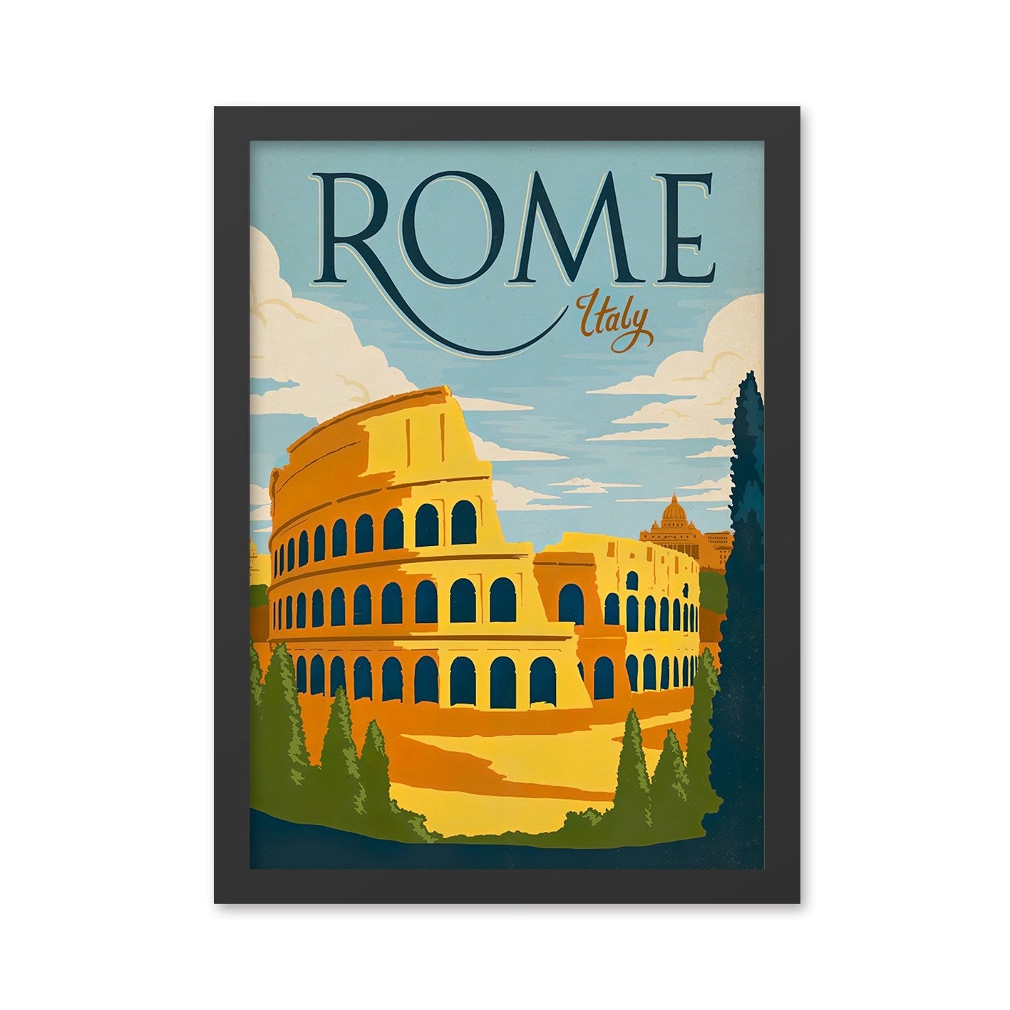 Quadro Decorativo Rome 2 40x55 cm – Multicolor, MDF com Moldura em Poliestireno, Impressão UV, Pronto a Pendurar