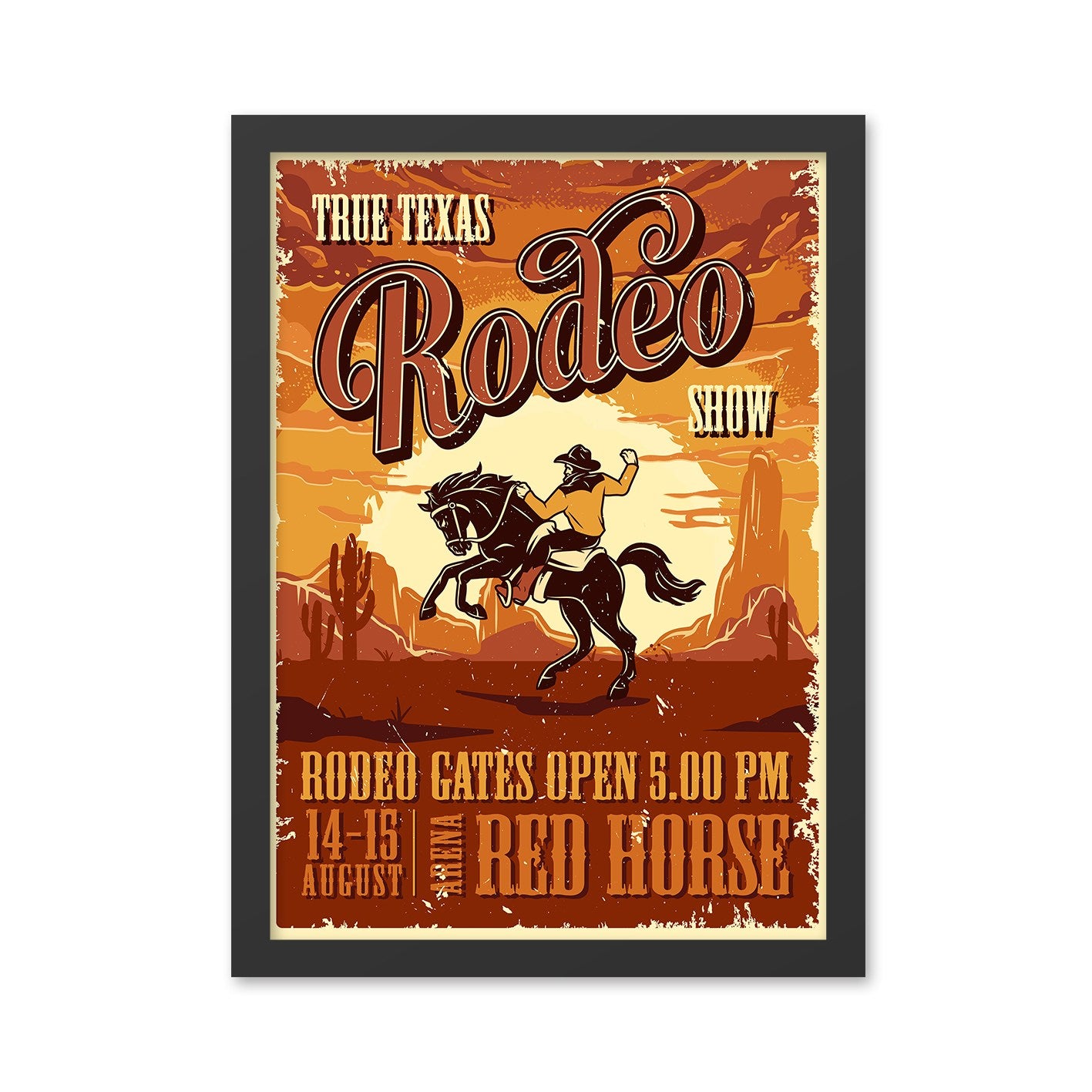 Quadro Decorativo Rodeo 35x45 cm – MDF com Moldura em Poliestireno 2 cm, Impressão UV, Multicolor, Pronto a Pendurar