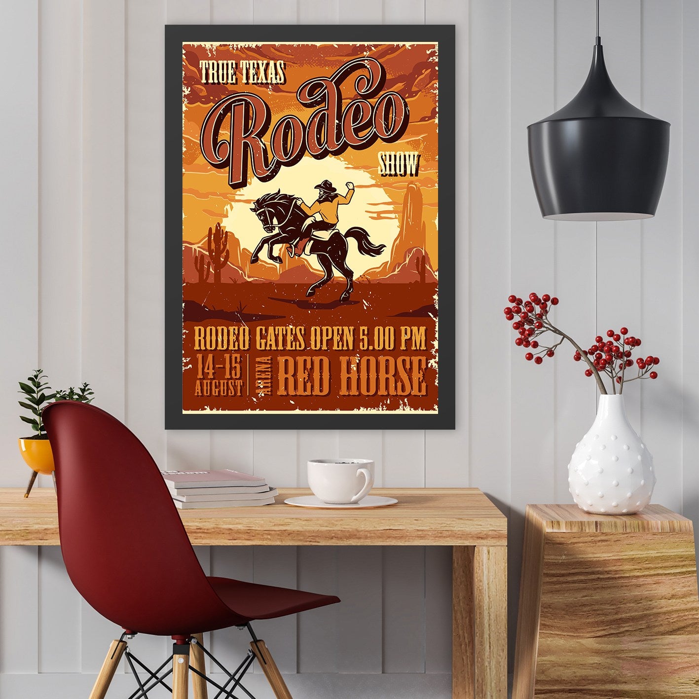 Quadro Decorativo Rodeo 40x55 cm em MDF com Moldura em Poliestireno – Impressão UV, Multicolor