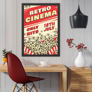 Quadro Decorativo "Retro Cinema" 40 x 55 cm – Creme/Vermelho, MDF, Moldura Poliestireno 2 cm, Impressão UV