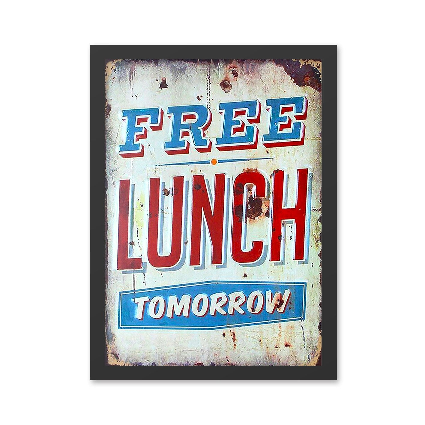 Quadro Decorativo Moldurado “Free Lunch” 35 x 45 cm – MDF Multicor, Impressão UV, Pronto a Pendurar