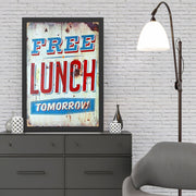 Quadro Decorativo Moldurado "Free Lunch" 40x55 cm – Impressão UV em MDF, Moldura Poliestireno 2 cm – Multicolor, pronto a pendurar
