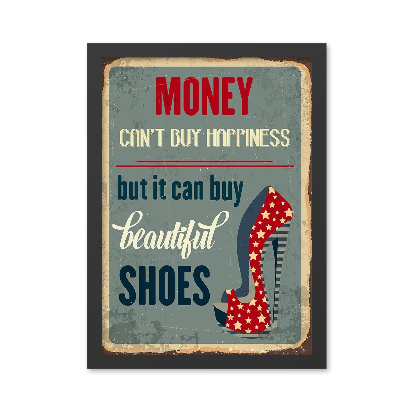 Quadro Decorativo “Money” 35 x 45 cm – MDF com Moldura em Poliestireno (2 cm), Impressão UV, Multicolor