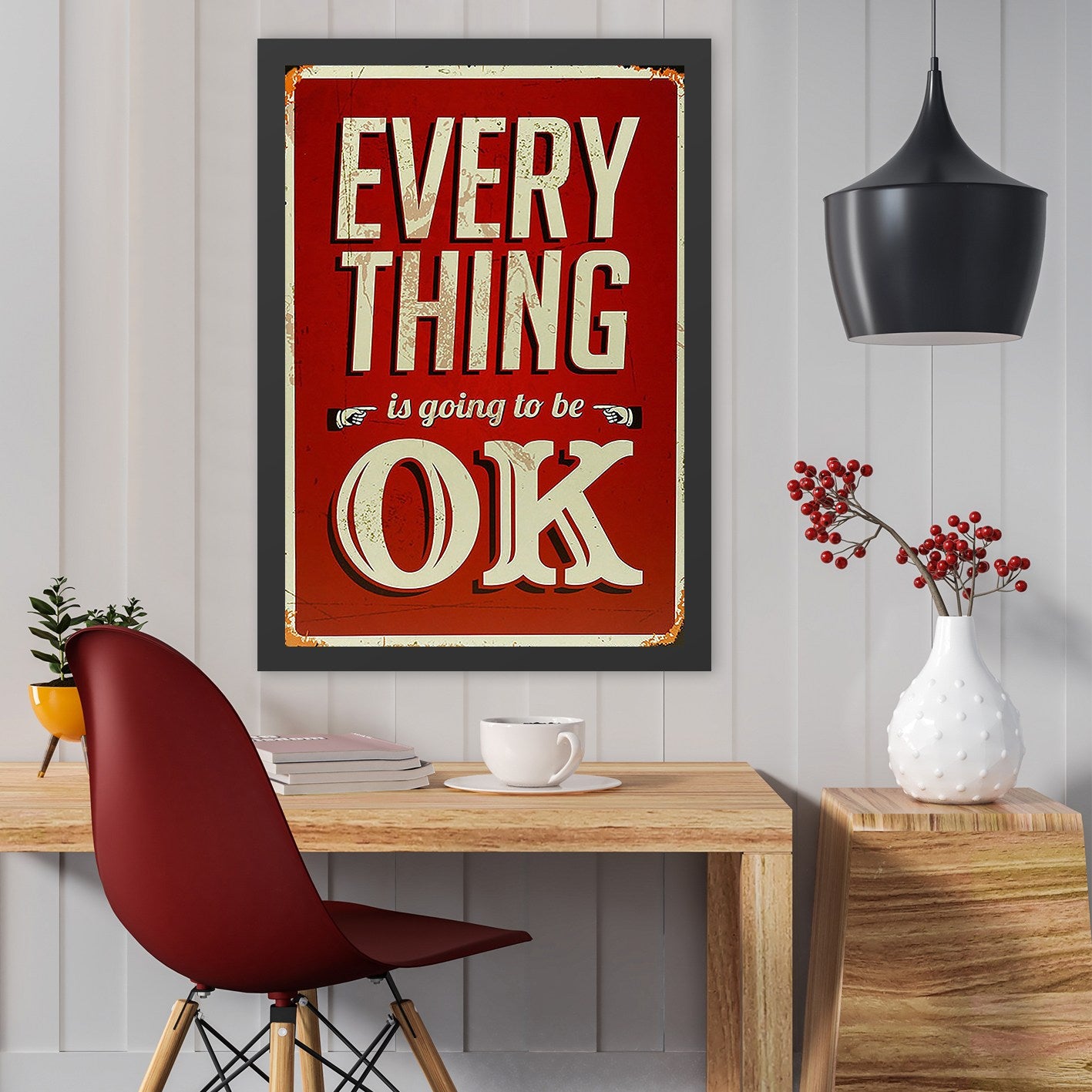 Quadro Decorativo com Moldura em MDF “Everything OK 3”, Multicolor, 40 x 55 cm – Impressão Digital UV