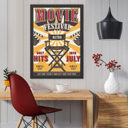Quadro Decorativo Moldurado Movie Festival 55x75 cm — Multicolor, Impressão UV, MDF com Moldura em Poliestireno