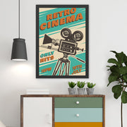 Quadro Decorativo Retro Cinema 2 35x45 cm – MDF, Impressão UV, Moldura em Poliestireno, Multicolor