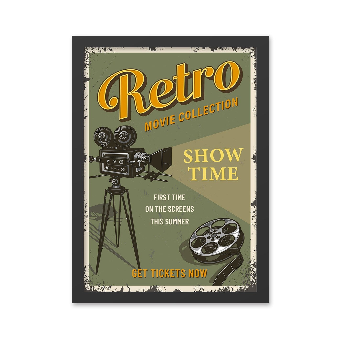 Quadro Decorativo Retro Movie 2 55x75 cm Multicolor – MDF 100% com Moldura em Poliestireno (2 cm), Impressão UV