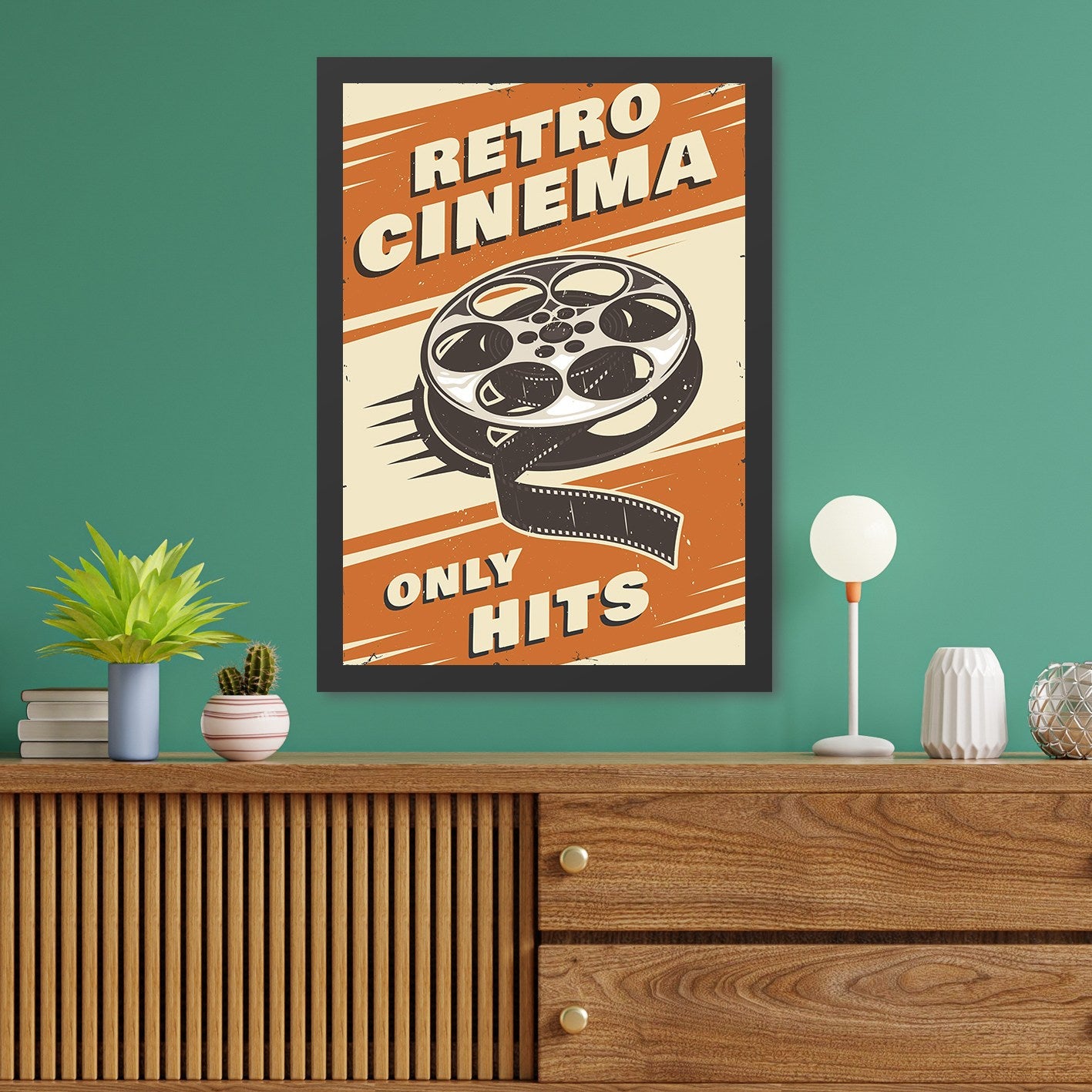 Quadro Decorativo Retro Cinema 3 40x55 cm – MDF, Moldura em Poliestireno 2 cm, Multicolor, Impressão UV, Pronto a Pendurar