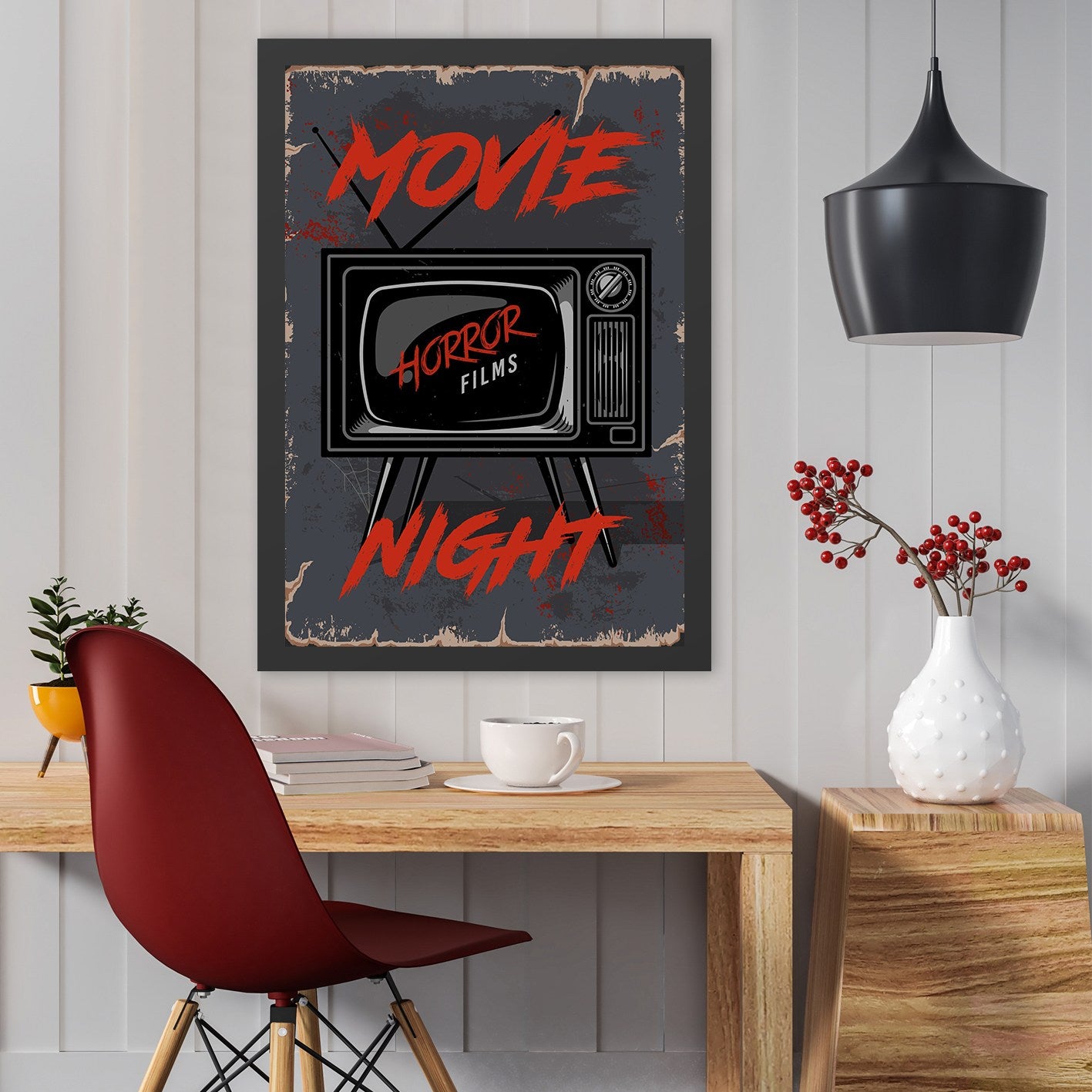 Quadro Decorativo “Movie Night” 55x75 cm – MDF com Moldura em Poliestireno, Impressão UV, Multicolor