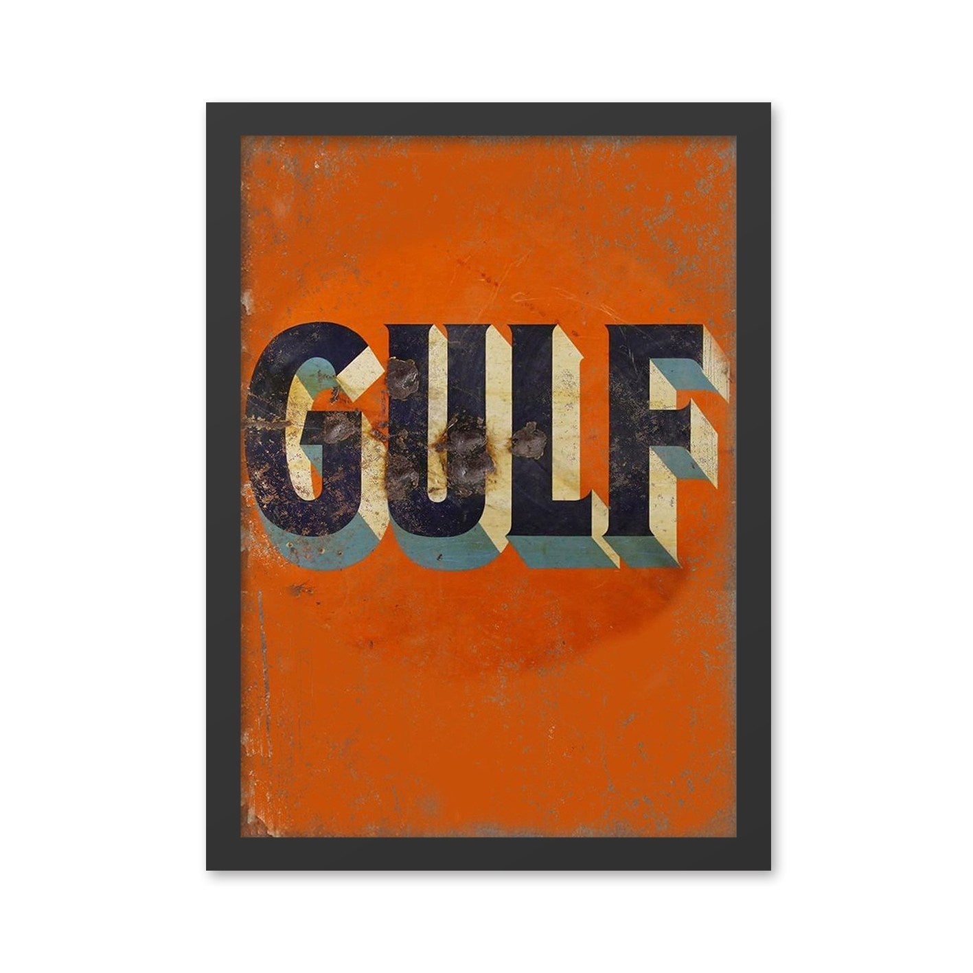 Quadro Decorativo Gulf 40 x 55 cm – MDF com Moldura, Impressão UV, Laranja/Preto