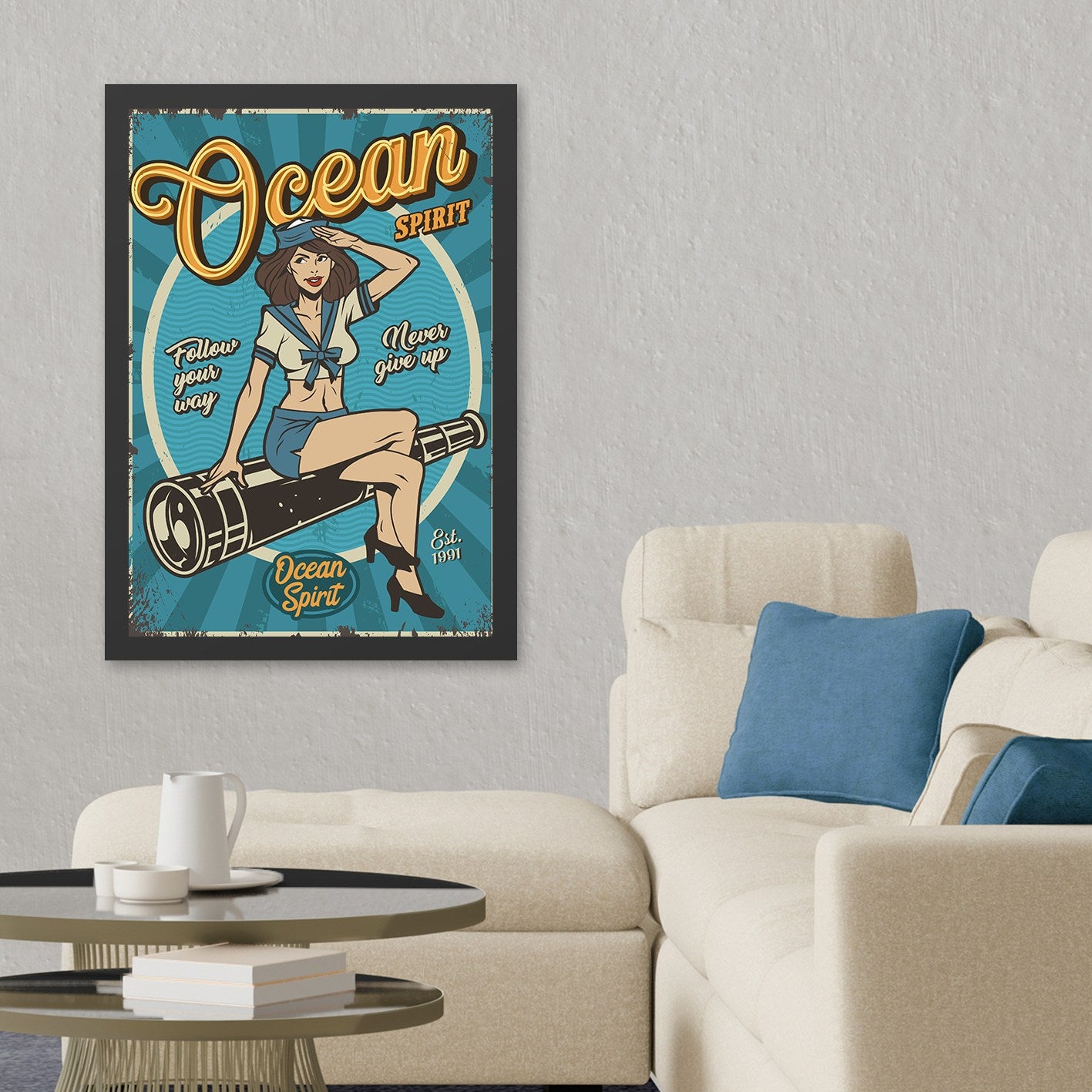 Quadro Decorativo Ocean Spirit 35x45 cm, Multicolor – MDF com Moldura em Poliestireno, Impressão UV