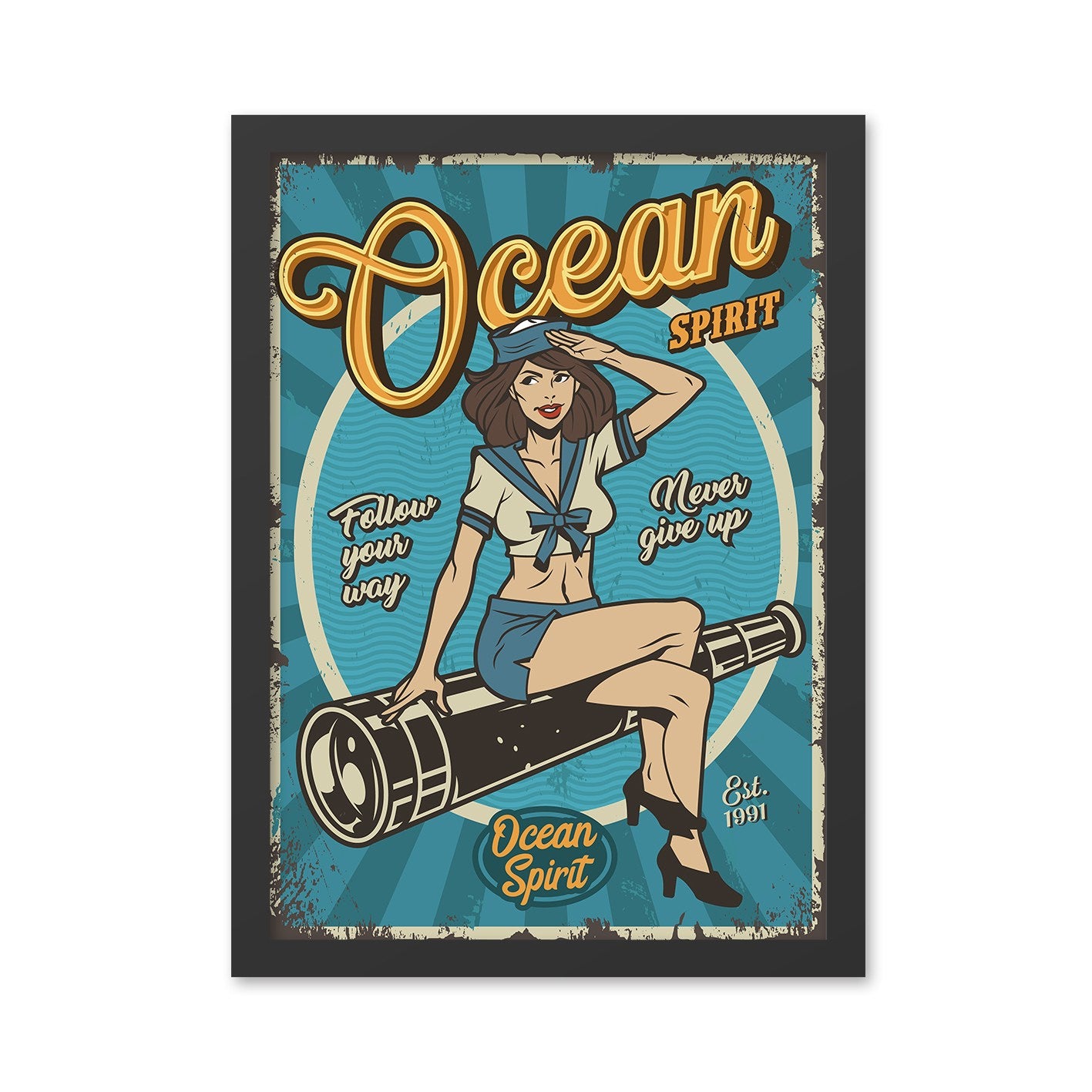 Quadro Decorativo Ocean Spirit 35x45 cm, Multicolor – MDF com Moldura em Poliestireno, Impressão UV