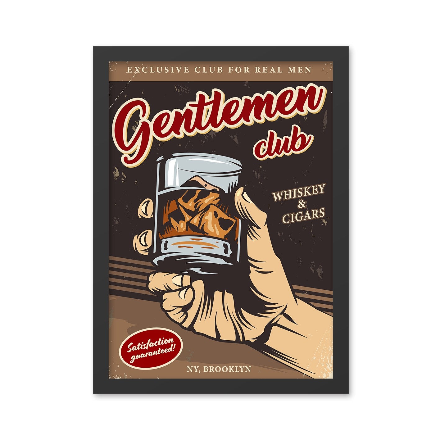 Quadro Decorativo “Gentlemen Club” 55x75 cm – Multicolor, Impressão UV, MDF com Moldura em Poliestireno (2 cm)