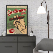 Quadro Decorativo Gentlemen Club 2 55x75 cm – Multicolor, MDF com Moldura em Poliestireno, Impressão UV