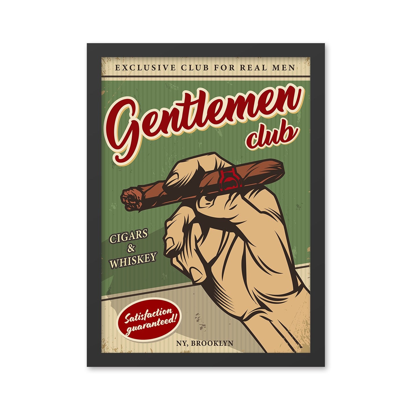 Quadro Decorativo Gentlemen Club 2 55x75 cm – Multicolor, MDF com Moldura em Poliestireno, Impressão UV
