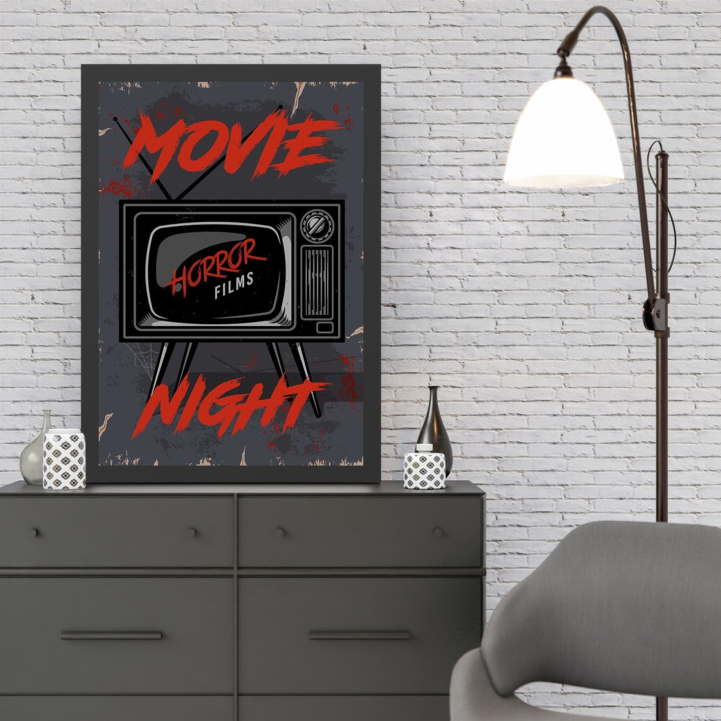 Quadro Decorativo Movie Night 2, Multicolor, MDF com Moldura em Poliestireno (2 cm), Impressão UV, 40 x 55 cm