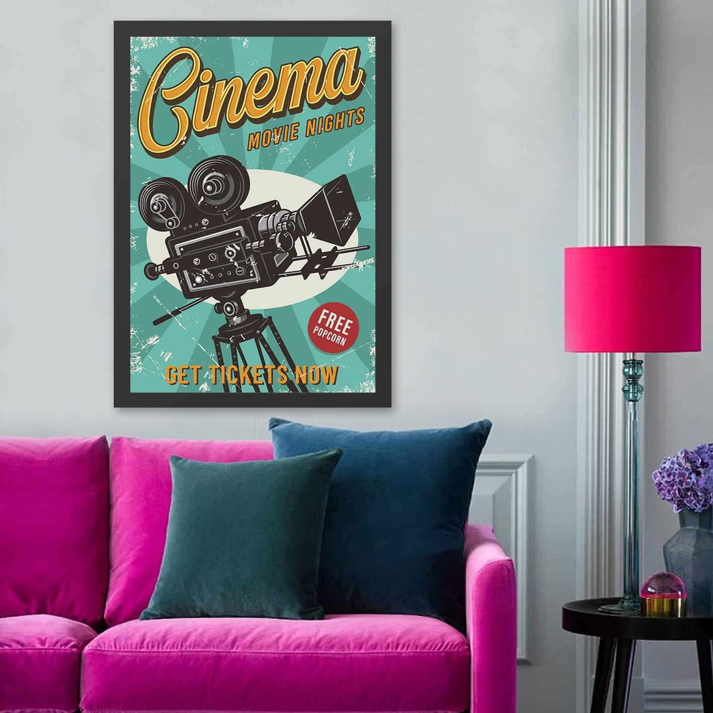 Quadro Decorativo Cinema 6 em MDF com Moldura em Poliestireno, Impressão UV, Multicolor, 55 x 75 cm