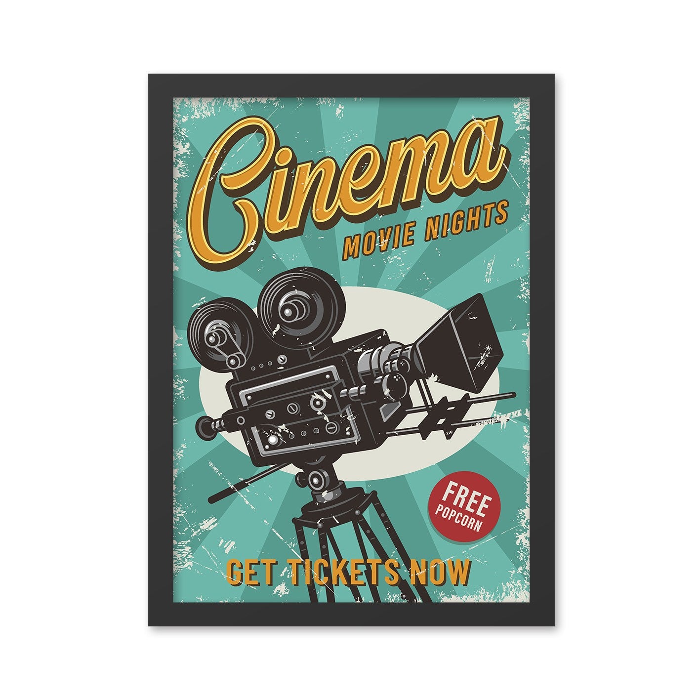 Quadro Decorativo Cinema 6 em MDF com Moldura em Poliestireno, Impressão UV, Multicolor, 55 x 75 cm