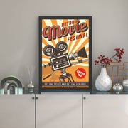 Quadro Decorativo Retro Movie Festival 55x75 cm, Multicolor, MDF com Moldura em Poliestireno (2 cm), Impressão Digital UV