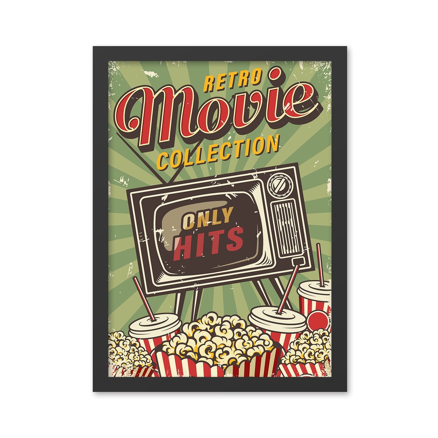 Retro Movie Collection 2 – Quadro Decorativo 35x45 cm, Multicolor, MDF, Moldura Poliestireno 2 cm, Impressão Digital UV