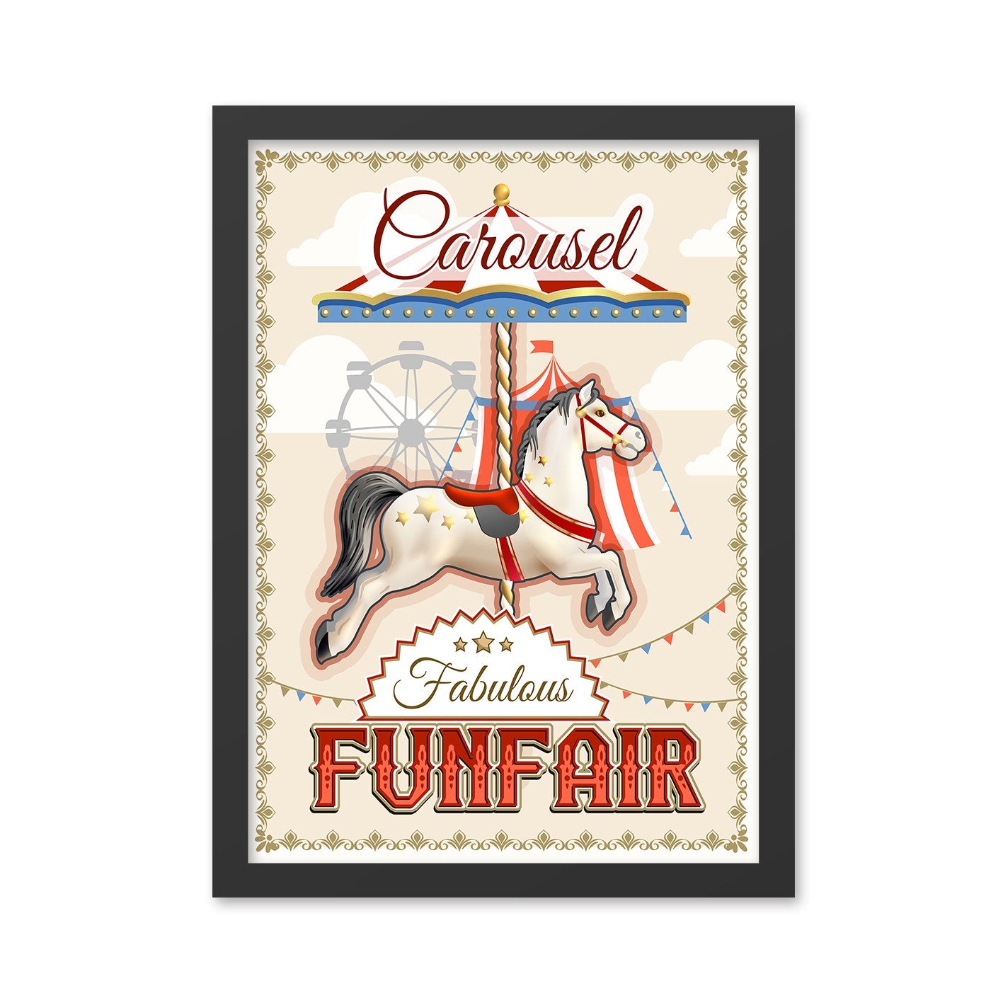 Quadro Decorativo "Funfair" 55 x 75 cm Multicolorido — MDF, Impressão UV, Moldura em Poliestireno 2 cm, Pronto a Pendurar