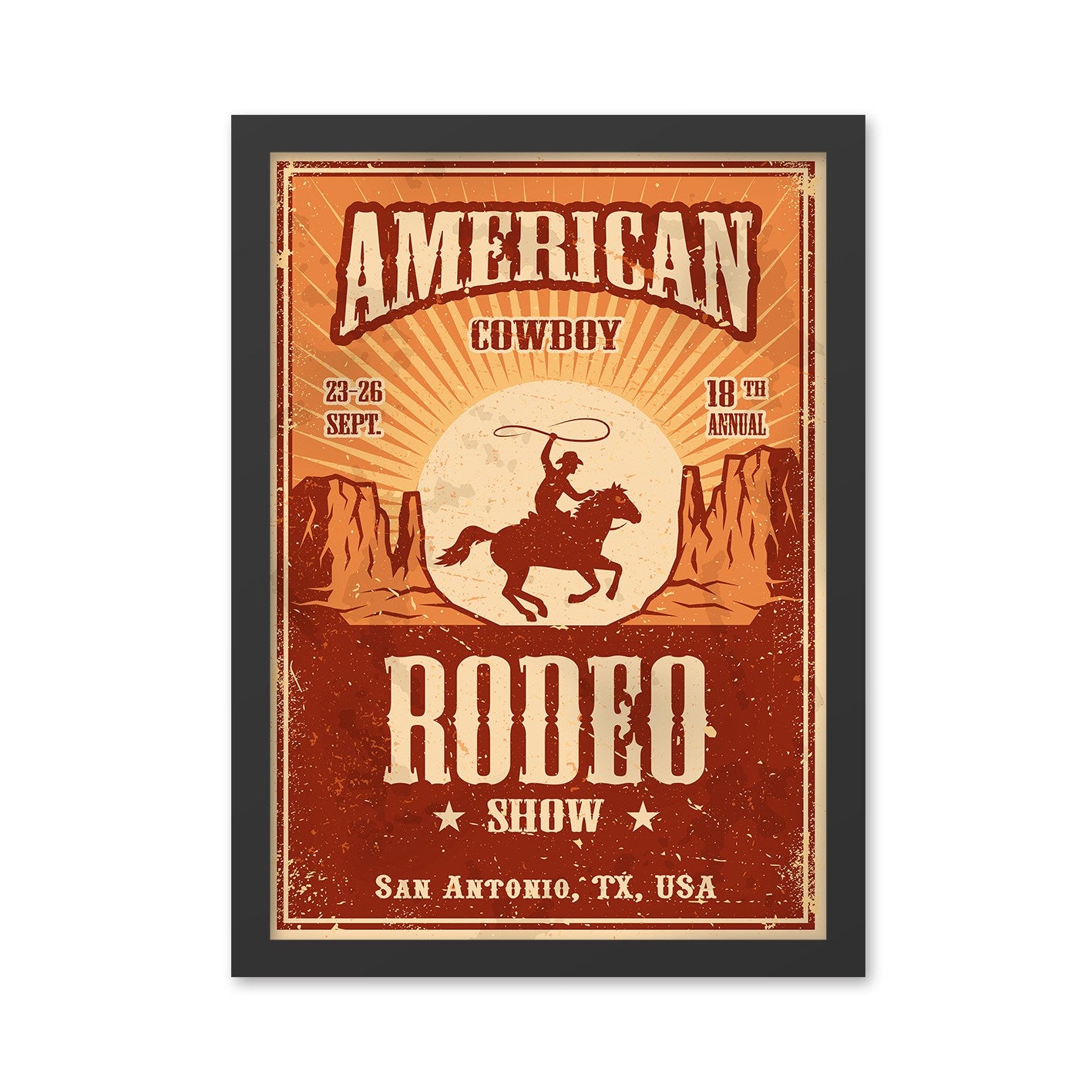 Quadro Decorativo Rodeo Show 35x45 cm – Multicolor, MDF com Moldura em Poliestireno
