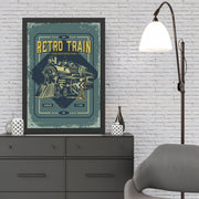 Quadro Retro Train 35x45 cm – MDF com Moldura em Poliestireno (2 cm), Impressão UV, Multicolorido, Pronto a Pendurar