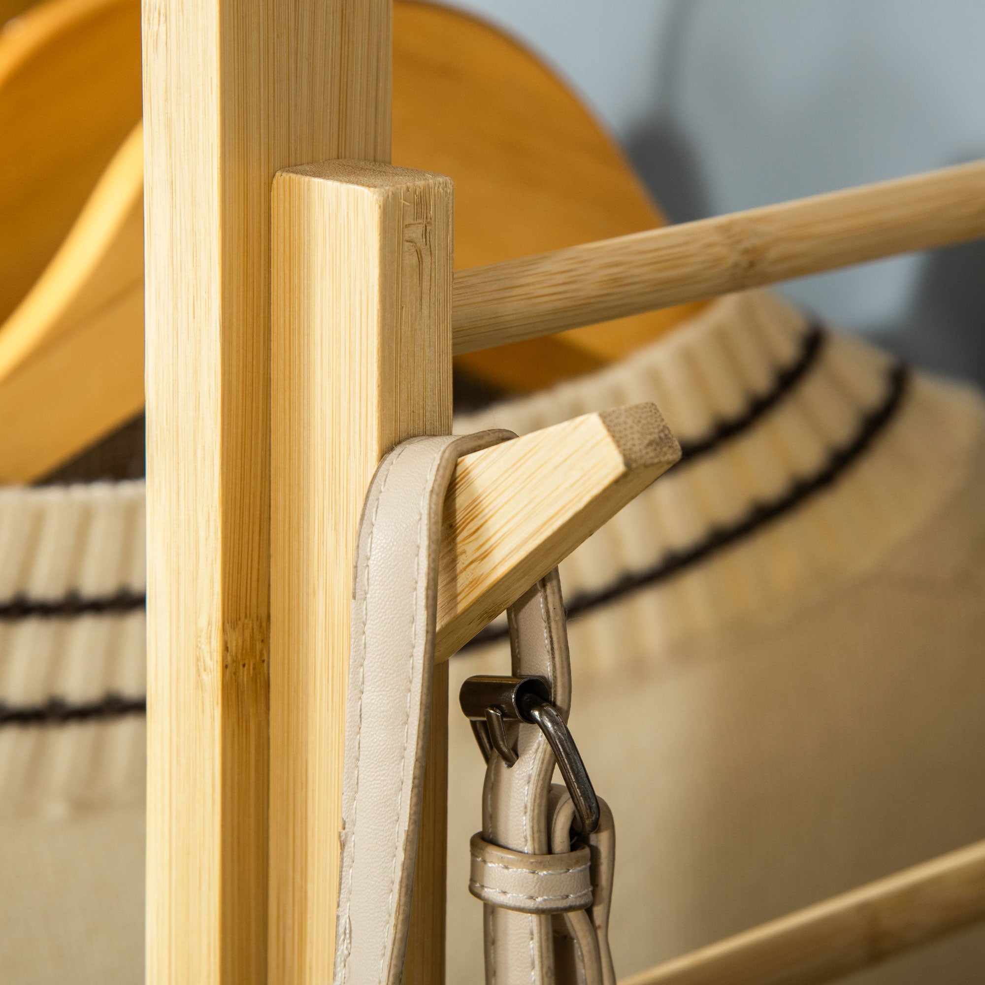 Suporte Cabides de Bambu 90x30x155 cm - Cor Madeira Natural