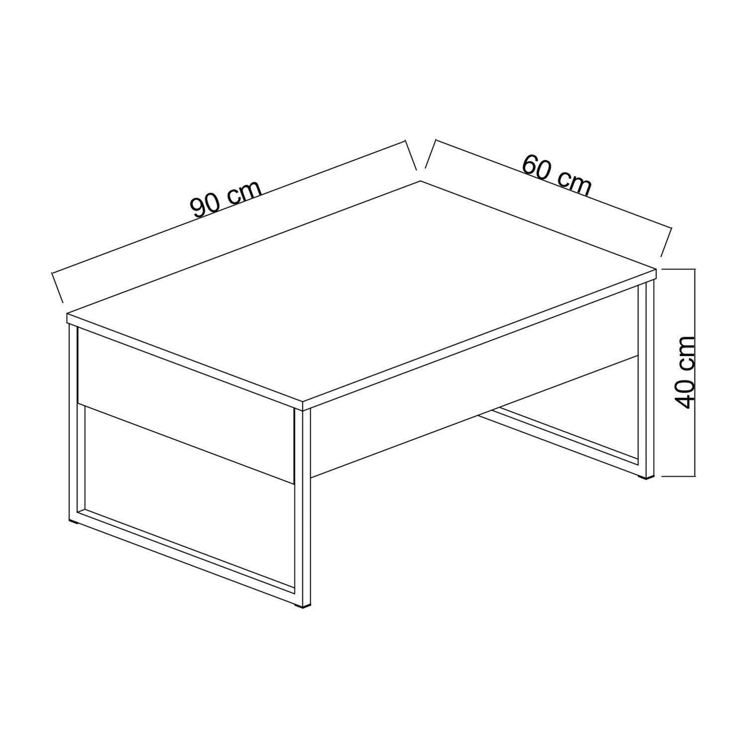 Mesa de Centro Elegante com Pés de Metal, Branca e Dourada, 90 x 60 x 40 cm | Painel de Partículas 100% Revestido em Melamina, 18 mm de Espessura | Uma Adição Elegante para Qualquer Sala de Estar
