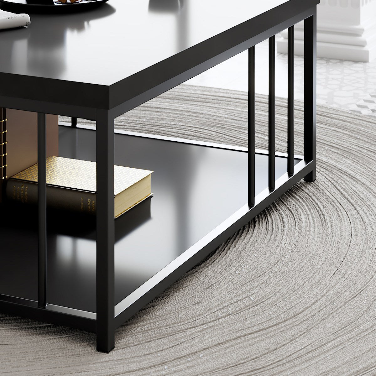 Mesa de Centro – 90 x 90 x 40 cm – Antracite e Preto – Painel de Partículas Revestido a Melamina