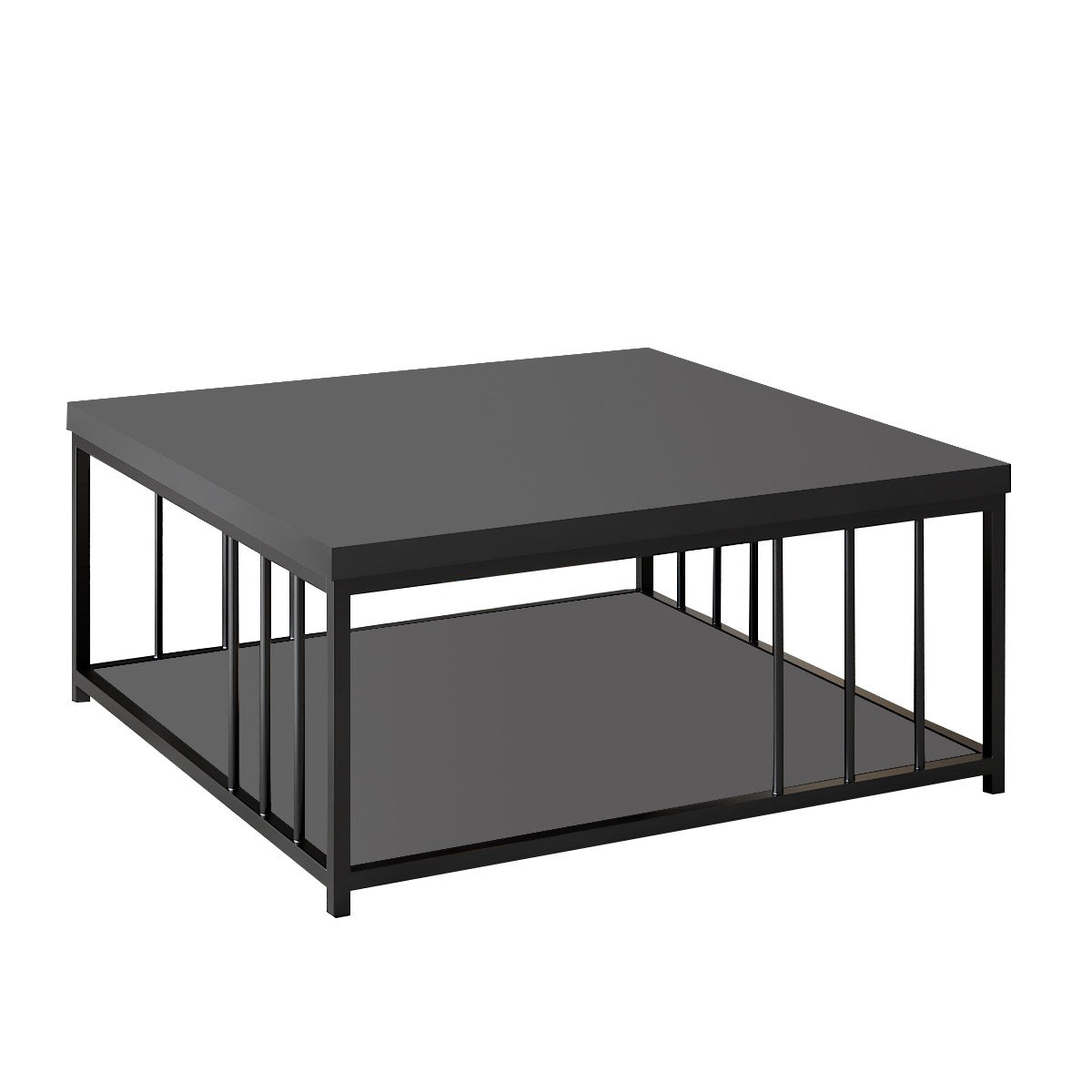 Mesa de Centro – 90 x 90 x 40 cm – Antracite e Preto – Painel de Partículas Revestido a Melamina