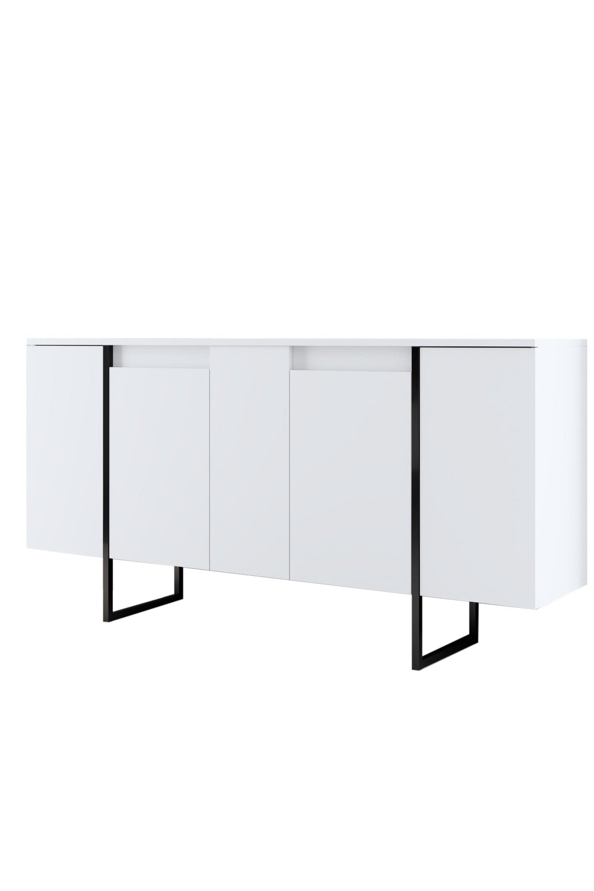 Aparador – 160 x 35 x 80 cm – Branco e Preto – Painel de partículas revestido em melamina