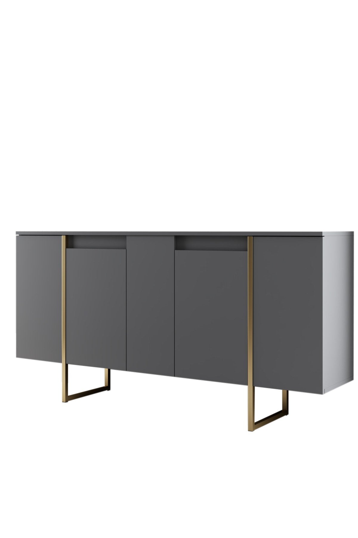 Aparador – 160 x 35 x 80 cm – Nogueira e Dourado – Melamina e Metal