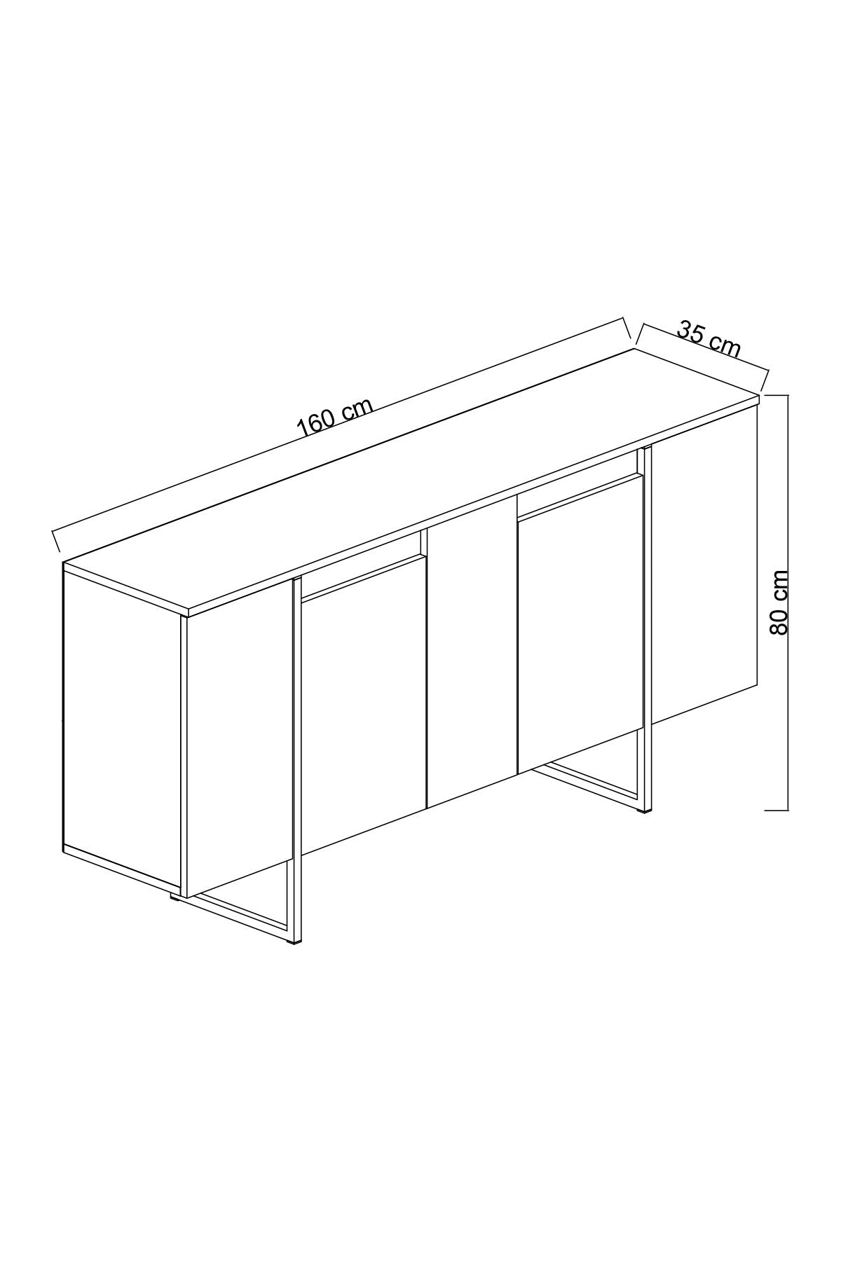 Mesa de console elegante com pernas de metal, branca e dourada, 160 x 35 x 80 cm | Painel de partículas 100% revestido de melamina, 18 mm de espessura | Uma adição elegante a qualquer espaço
