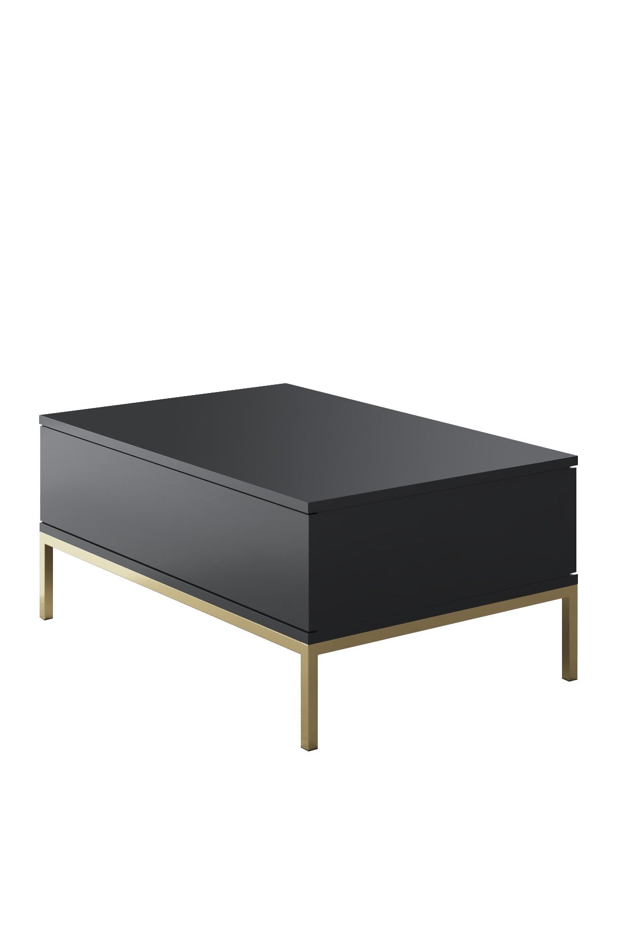 Mesa de Centro – 90 x 60 x 40 cm – Antracite e Dourado – Painel de Partículas