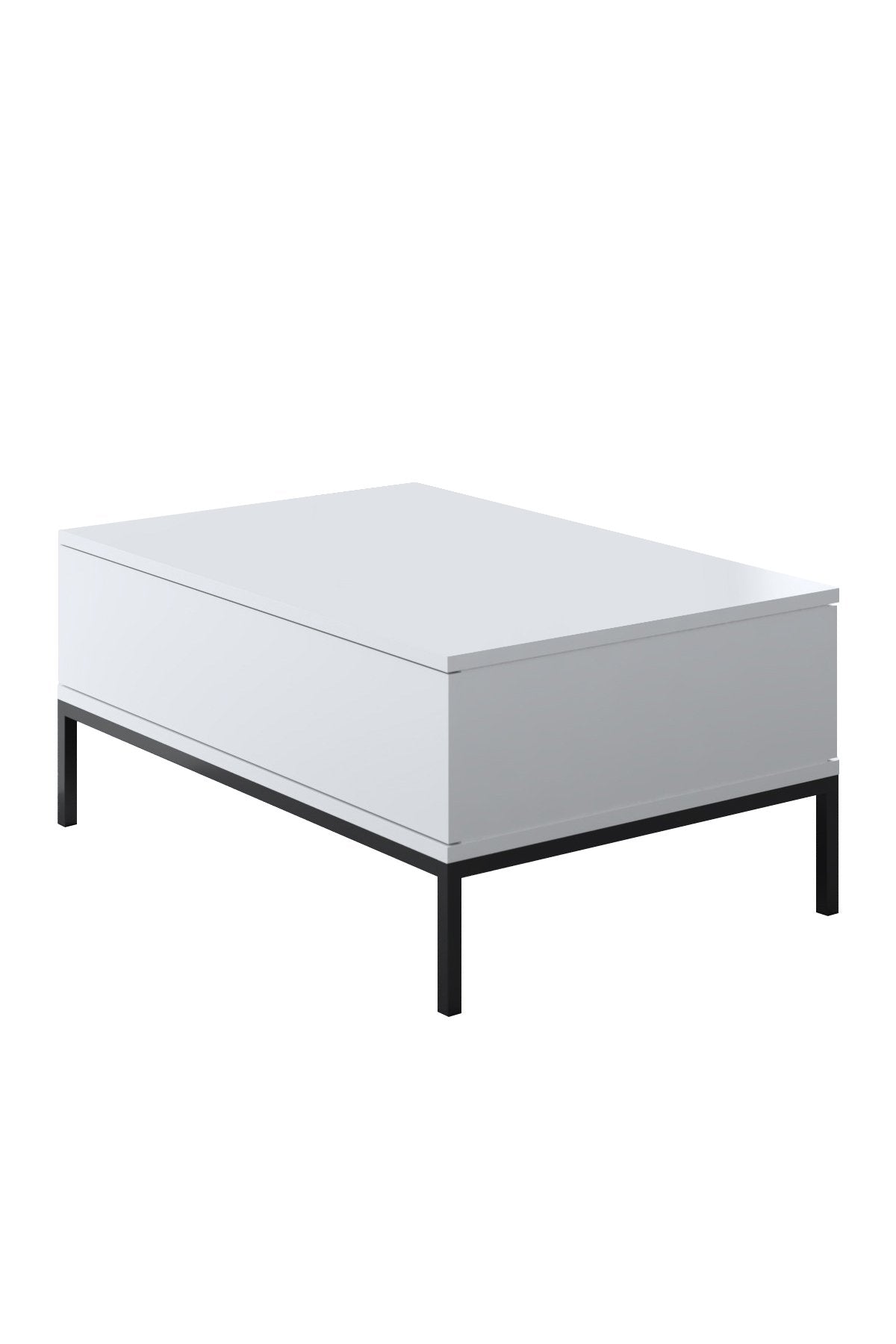 Mesa de Centro – 90 x 60 x 40 cm – Preto e Branco – Painel de Partículas revestido a Melamina e Metal
