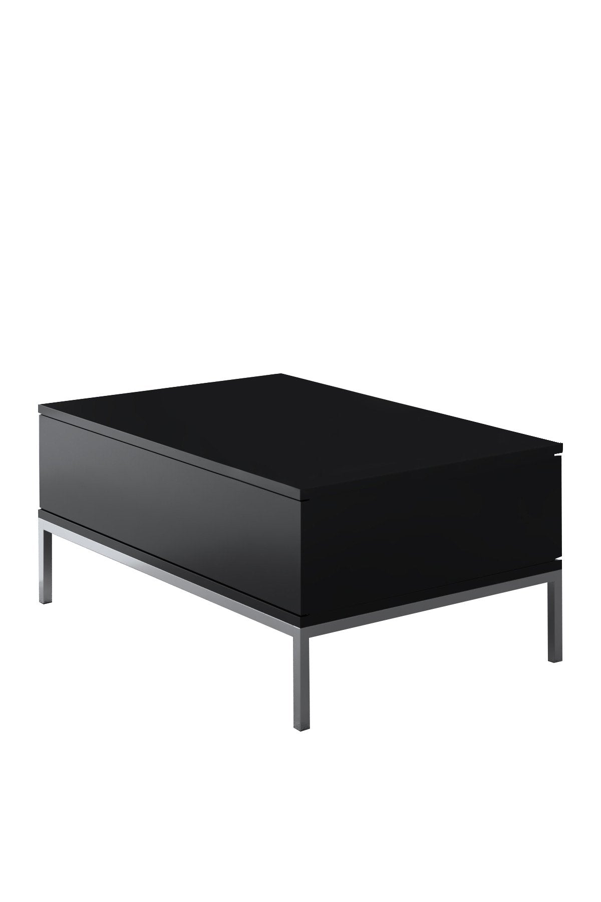 Mesa de Centro – 90 x 60 x 40 cm – Preto e Prata – Painel de Partículas com Revestimento em Melamina