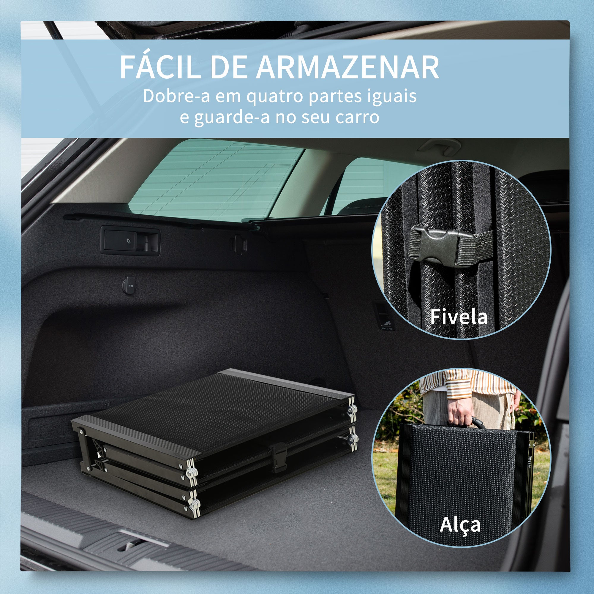 Rampa Dobrável para Cães 158x43,5x2,5 cm Preto
