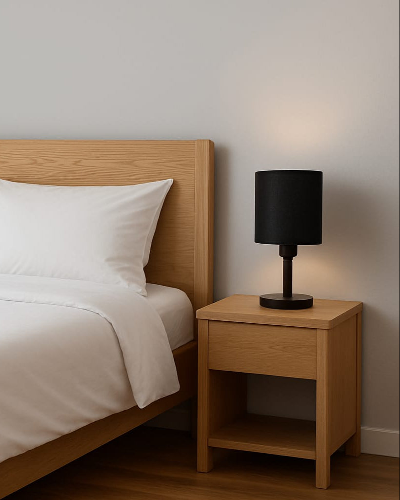 Candeeiro de Mesa – 34 cm – Nogueira e Preto – Madeira