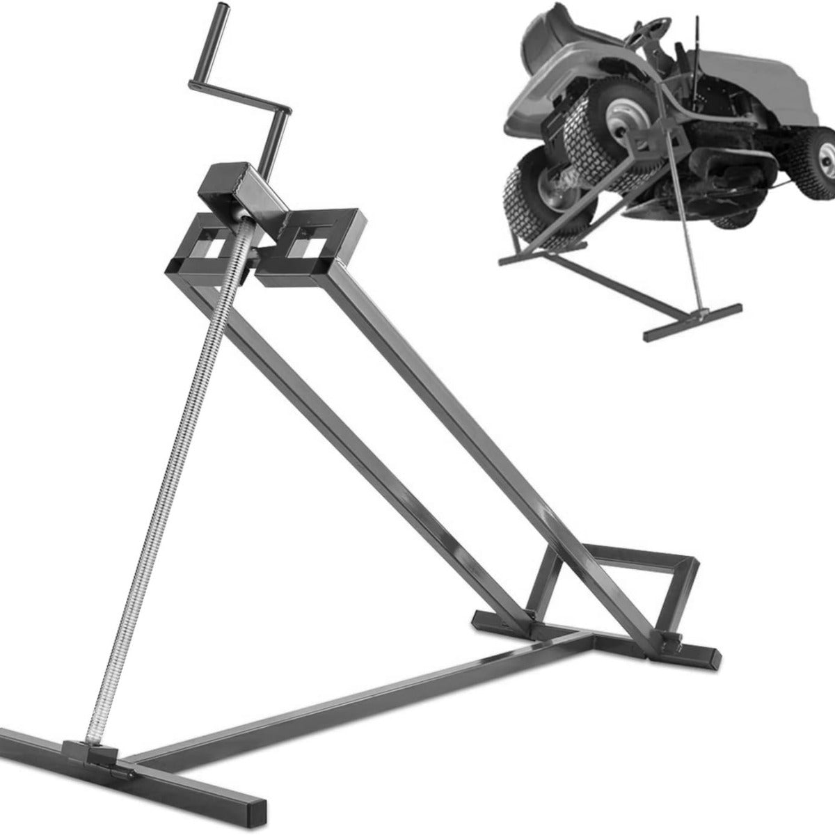 Gato de Elevação para Corta-Relvas com Capacidade de 400 kg e Estrutura em Aço Durável 115 x 50 x 20 cm Preto