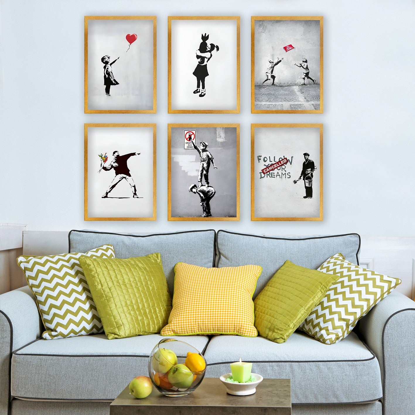 Conjunto de 6 Quadros Decorativos MDF Multicolor - Impressão UV de Alta Qualidade 35x45cm