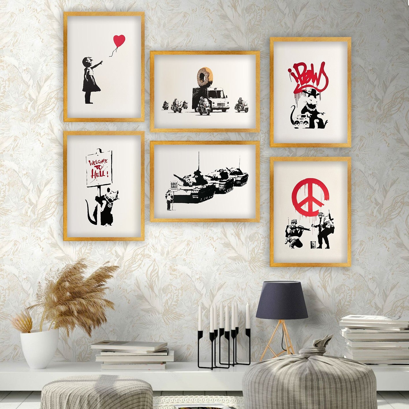 Conjunto de 6 Quadros Decorativos MDF Multicolor - Impressão UV de Alta Qualidade 35x45cm