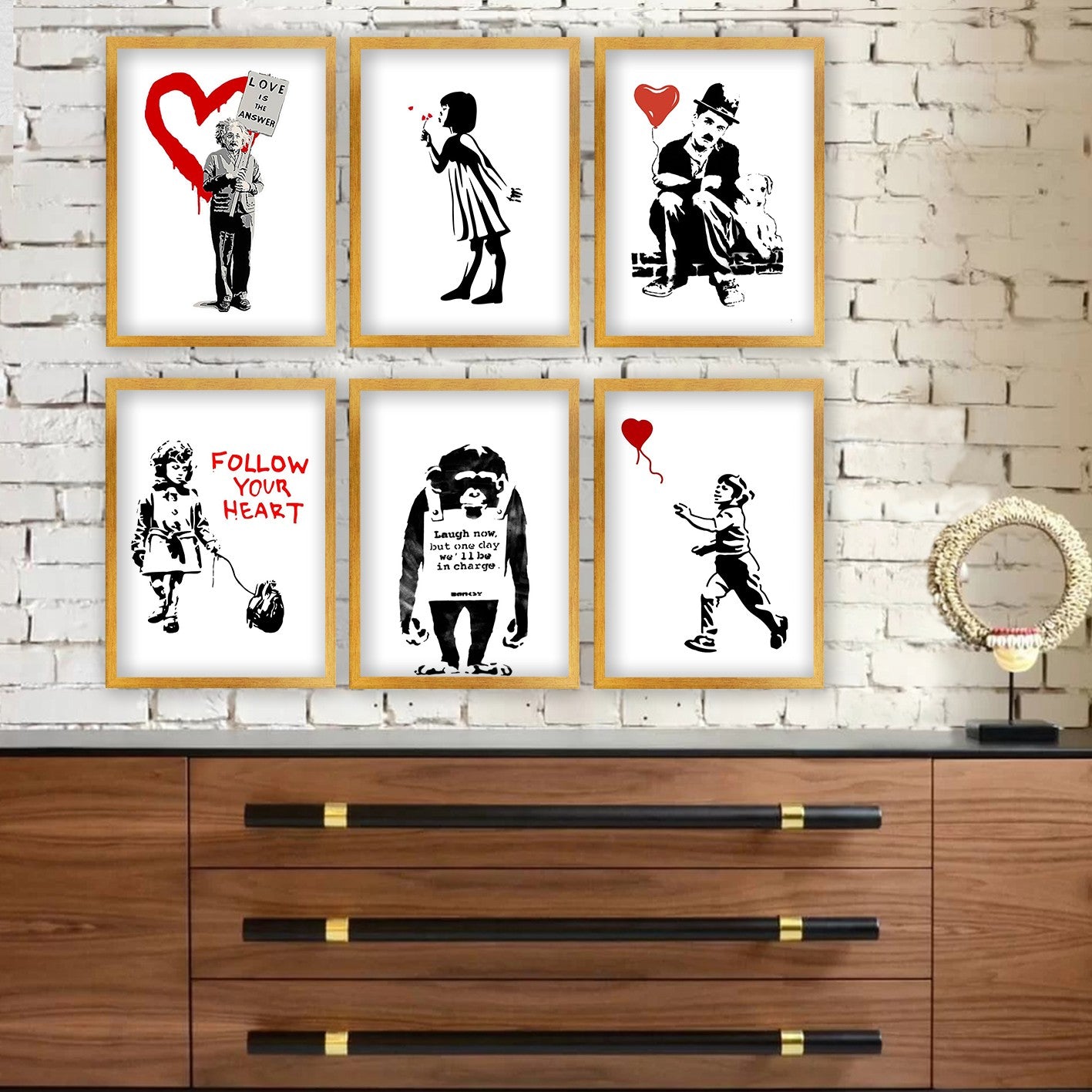 Conjunto de 6 Quadros Decorativos MDF Multicolor - Impressão UV de Alta Qualidade 35x45cm