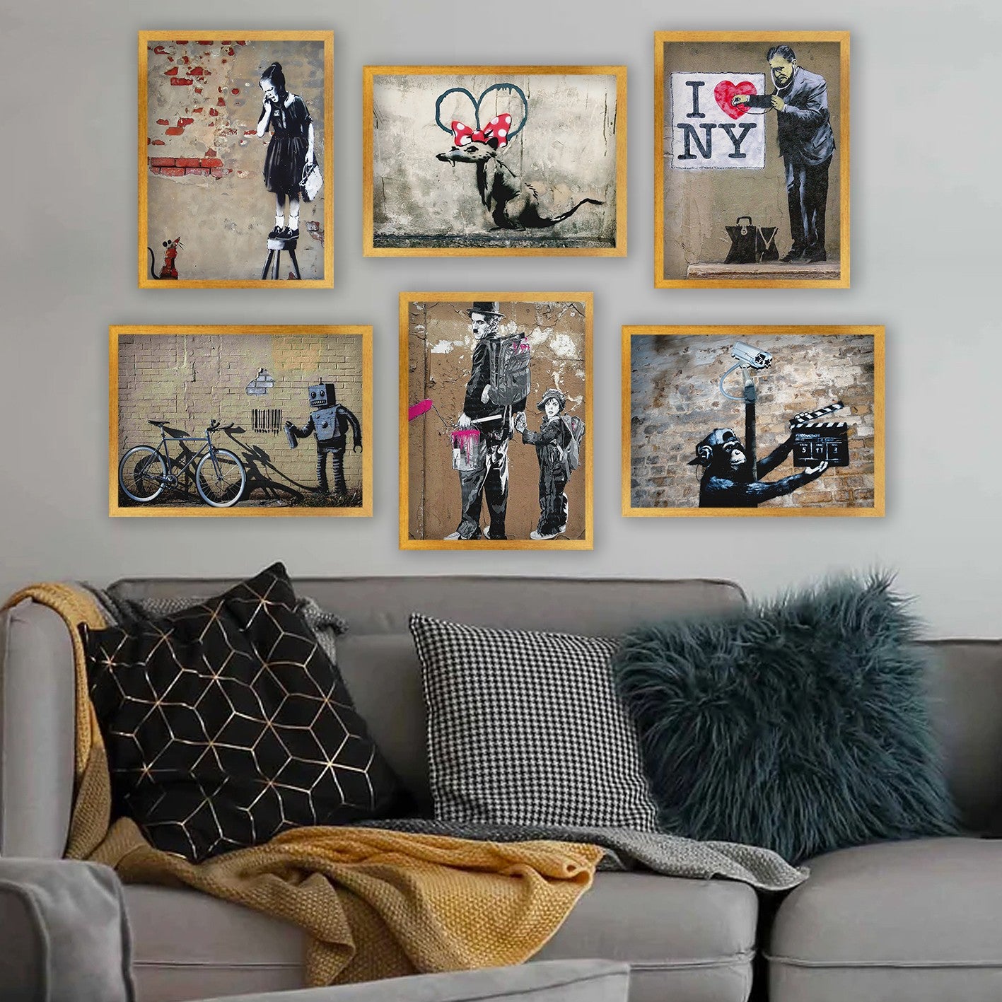 Conjunto de 6 Quadros Decorativos MDF Multicolor - Impressão UV de Alta Qualidade 35x45cm