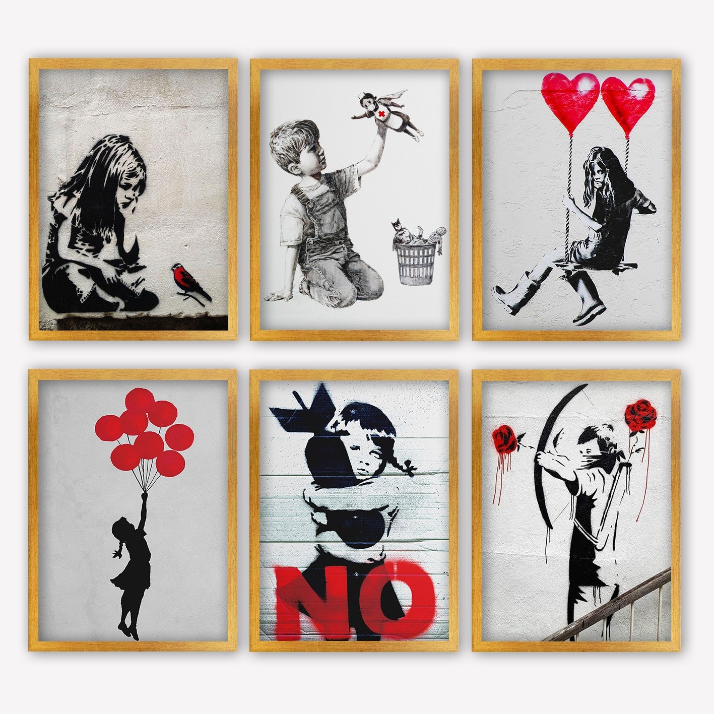 Conjunto de 6 Quadros Decorativos MDF Multicolor - Impressão UV de Alta Qualidade 35x45cm