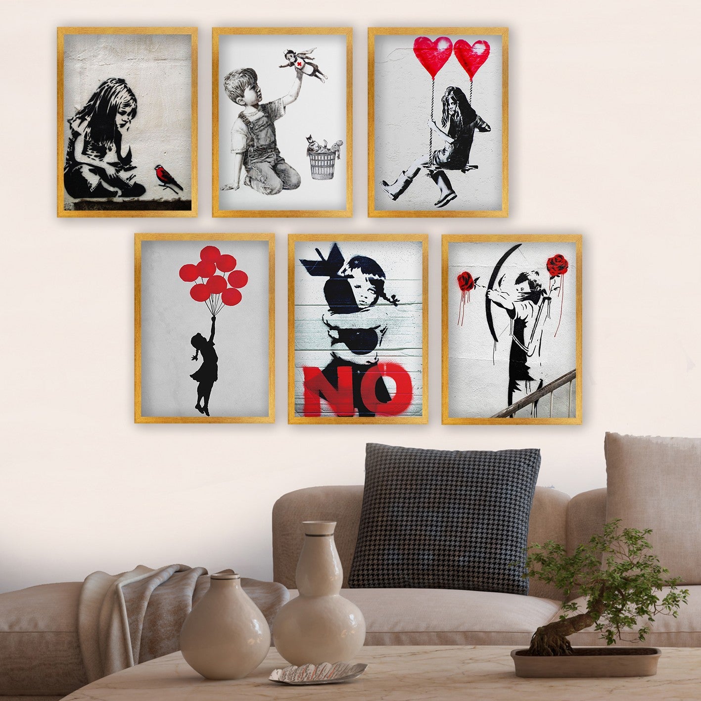 Conjunto de 6 Quadros Decorativos MDF Multicolor - Impressão UV de Alta Qualidade 35x45cm